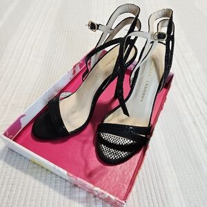 Chinese Laundry Black Mesh Strappy Heels